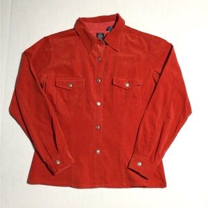GAP Vintage Womens Size Medium Red Corduroy Fitted Western Style Shirt